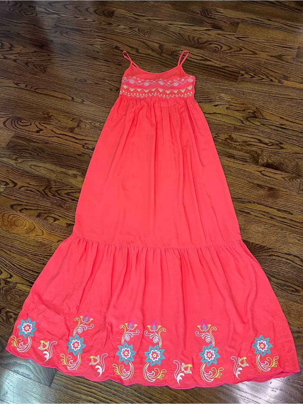Flying Tomato Coral Maxi Dress with Embroidered Hem - Picture 7 of 14